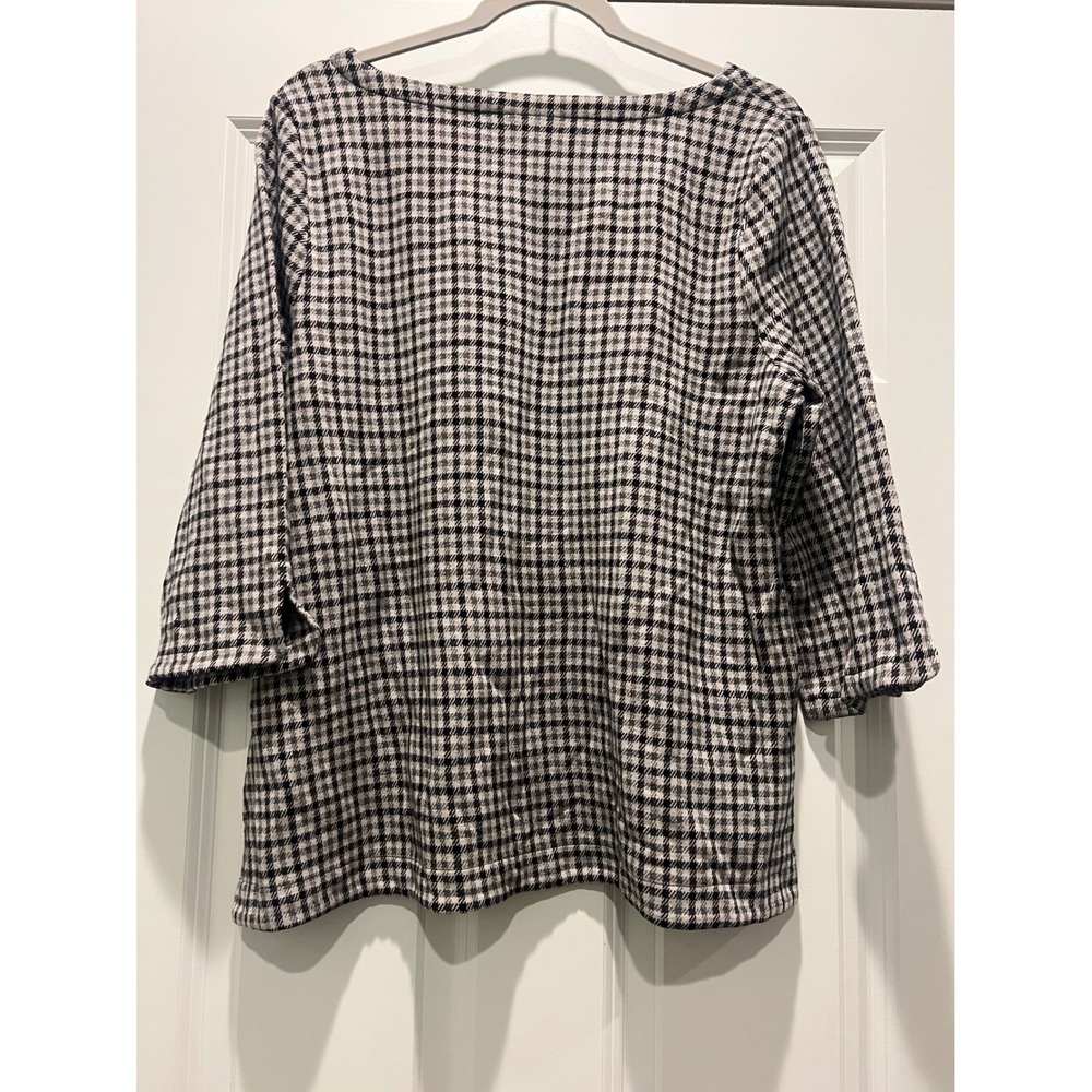 J. Jill Ponte Tunic Black Gray Houndstooth 3/4 Sleeve Women's Size Large